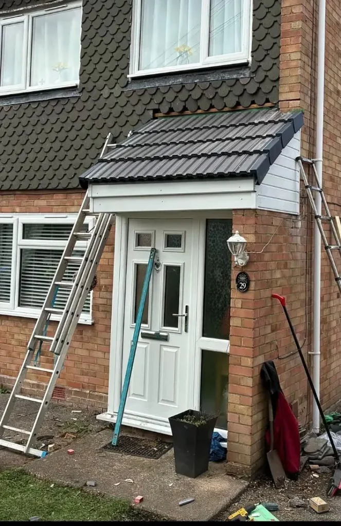Completed tiled porch canopy roof